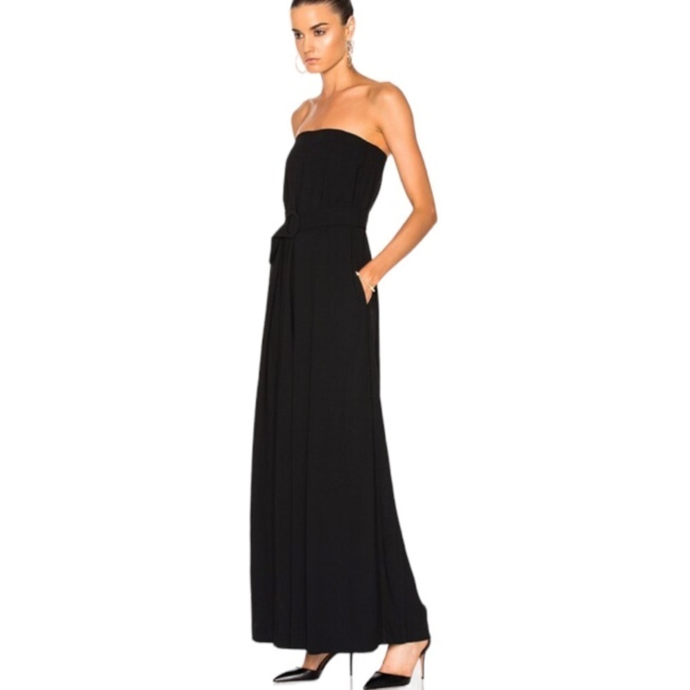 Nicholas Black Crepe Strapless Wide Leg Jumpsuit Size 4 - Picture 4 of 12